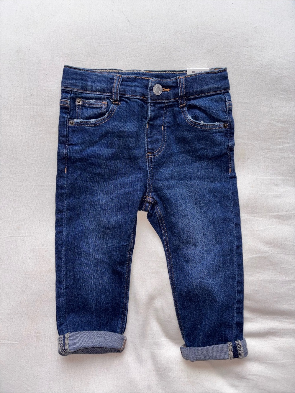 Zara Dark Blue Kids Denim Jeans - Rolled Cuffs
